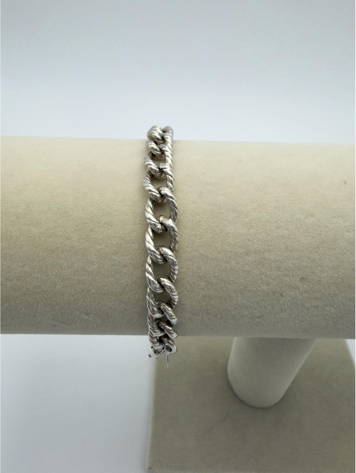 Authentic Tiffany & Co Silver Rare Cable Link Textured Bracelet 7”